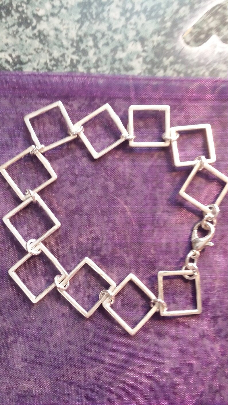 Geometric Silver Squares Bracelet