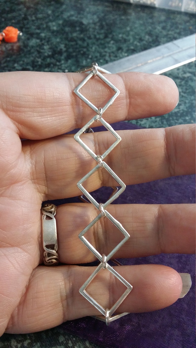 Geometric Silver Squares Bracelet