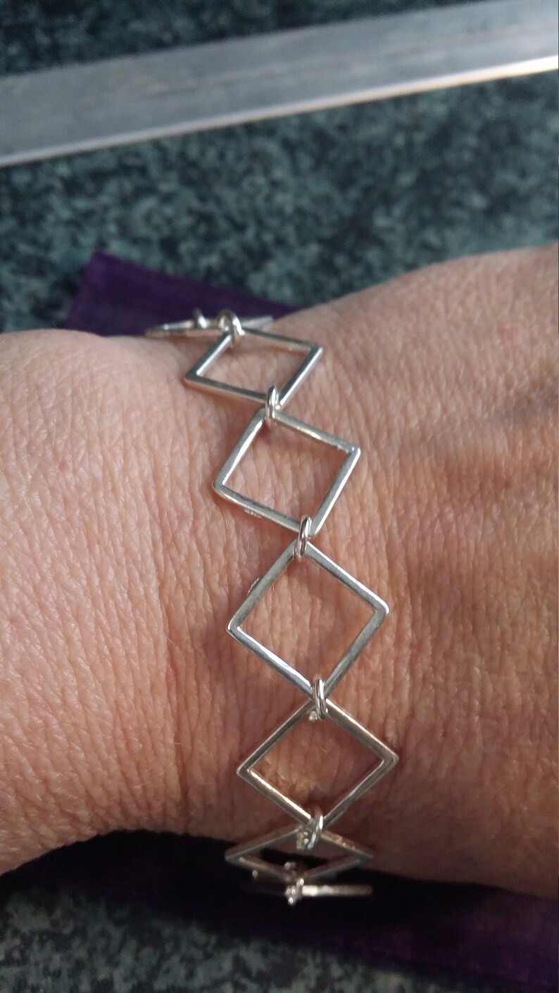 Geometric Silver Squares Bracelet