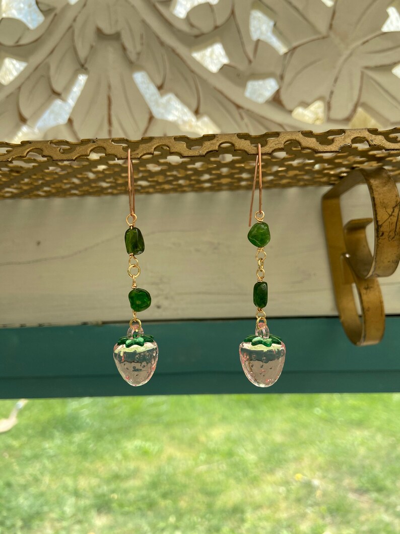 Strawberry Diopside drop earrings