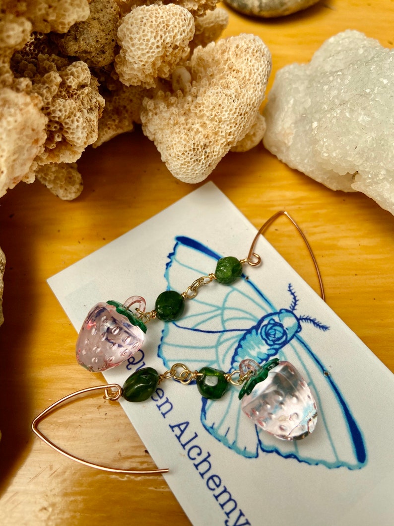 Strawberry Diopside drop earrings