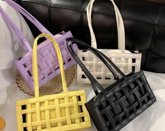 Weave Pu Leather Design Shoulder Crossbody Handbags