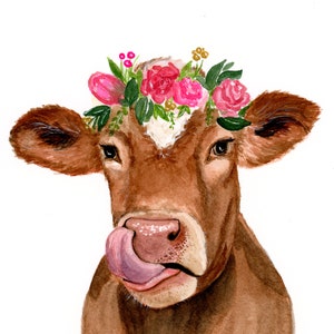 Watercolor Boho Cow