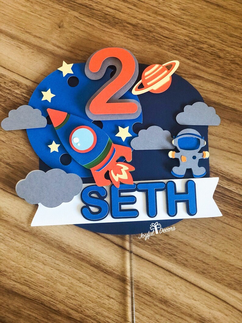 Outer Space Birthday Cake Topper Space Theme Cake Topper | Etsy