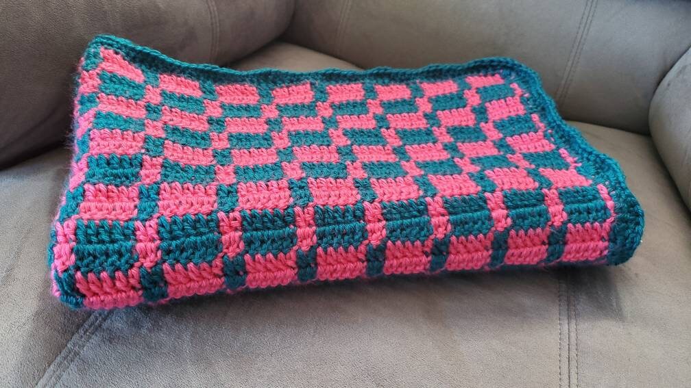 Checkered Throw Blanket Blanket Geometric Colorful Blanket Etsy