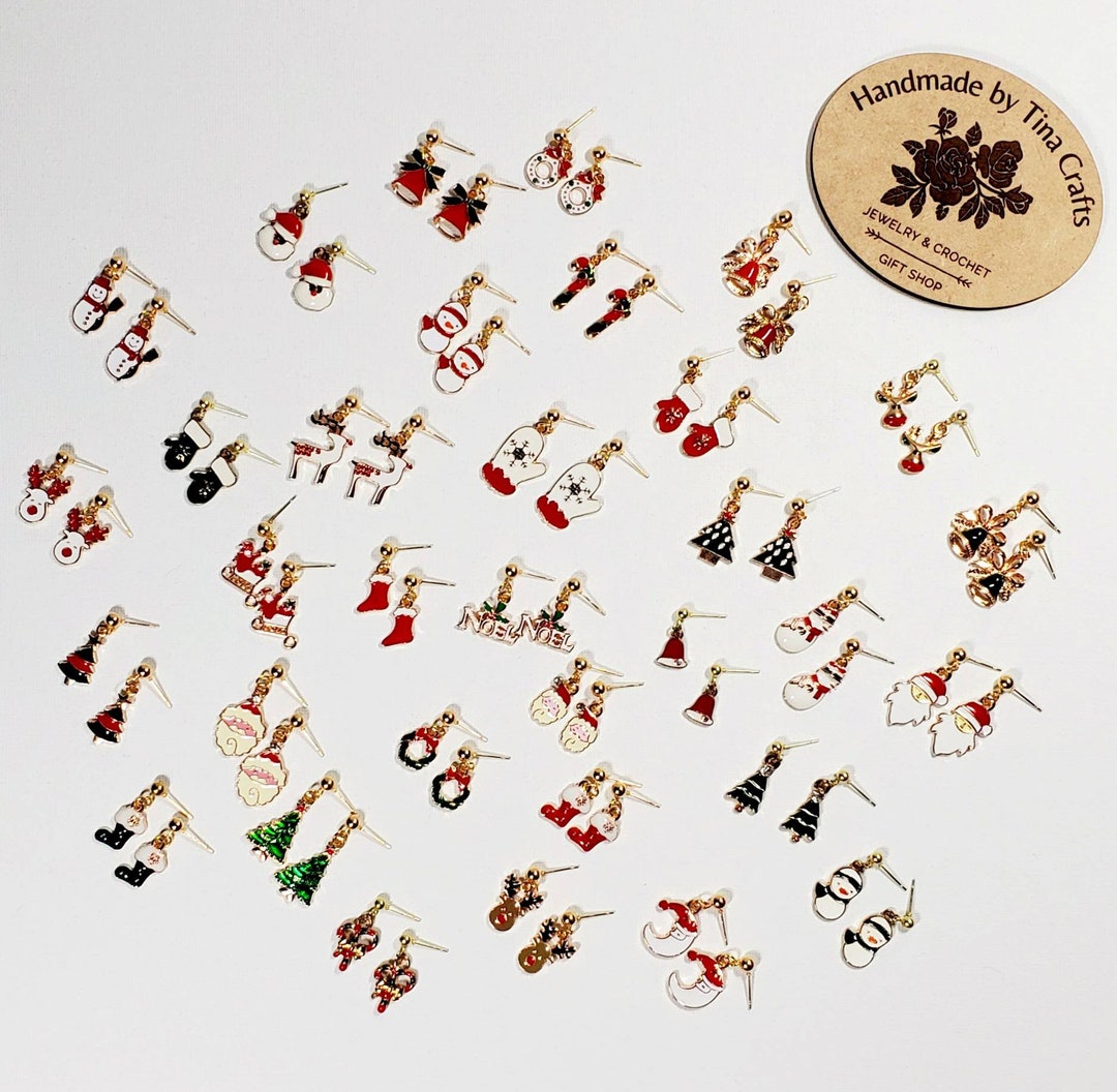 Colorful Christmas Charm Dangle Earrings, Fun Christmas Jewelry, Adorable Holiday Earrings ...