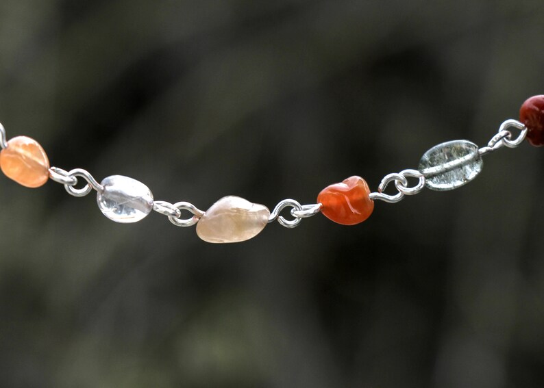 Multicolored Rutilated Quartz Beaded Chain Necklace