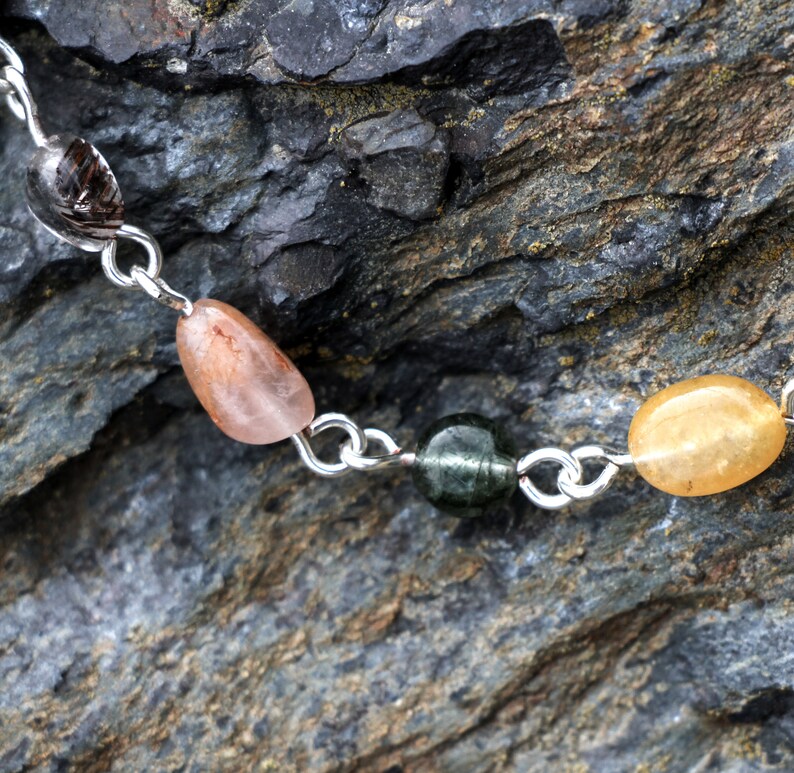 Multicolored Rutilated Quartz Beaded Chain Necklace
