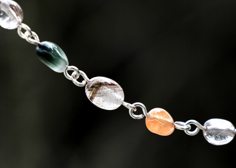 Multicolored Rutilated Quartz Beaded Chain Necklace