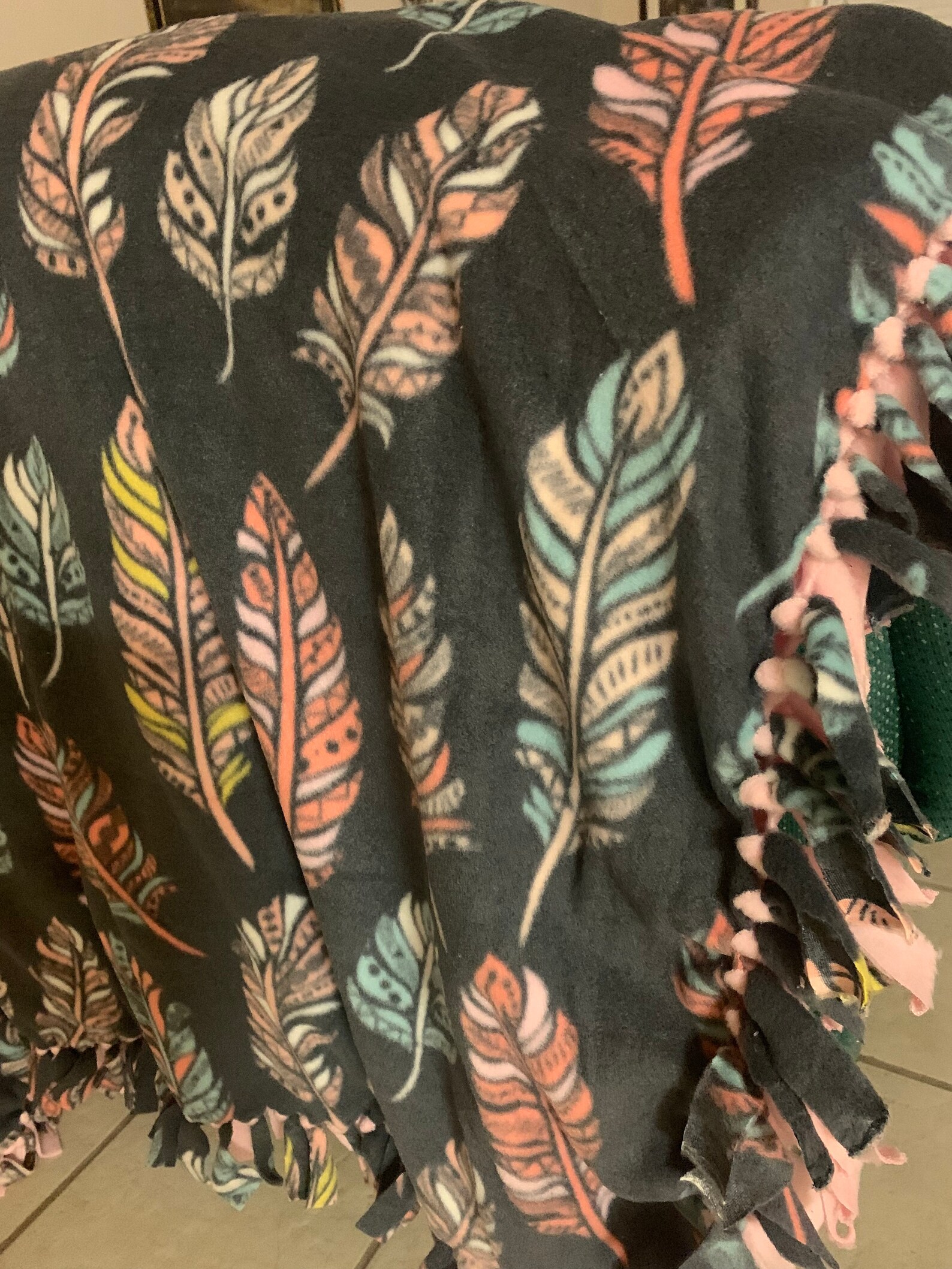 Feather Fleece Tied Blanket Etsy