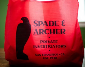 Spade & Archer Bag - Heavy Duty, Washable, Folding, Reusable - Maltese Falcon - Dashiell Hammett - Humphrey Bogart