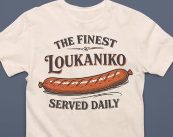 Enjoy Loukaniko T-Shirt - Vintage Sausage Tee, Greek Humor