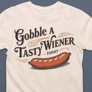 Tasty Wiener T-Shirt - Vintage-Style Sausage Tee - Funny Shirt - Gift for Husband - Gift for Boyfriend - Meat Humor