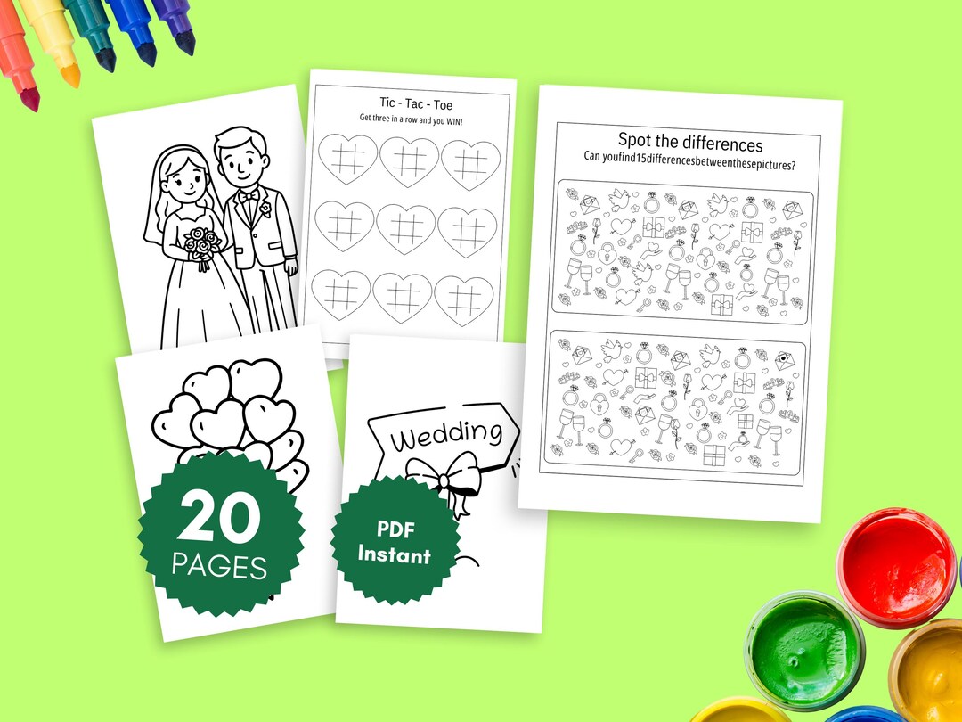 Printable Wedding Kids Activity Pack, Colouring Sheets Puzzles Mazes ...