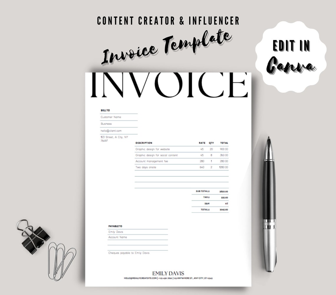 Invoice Template for Social Media Influencer Invoice Etsy Invoice Template for Social Media Influencer Invoice Etsy