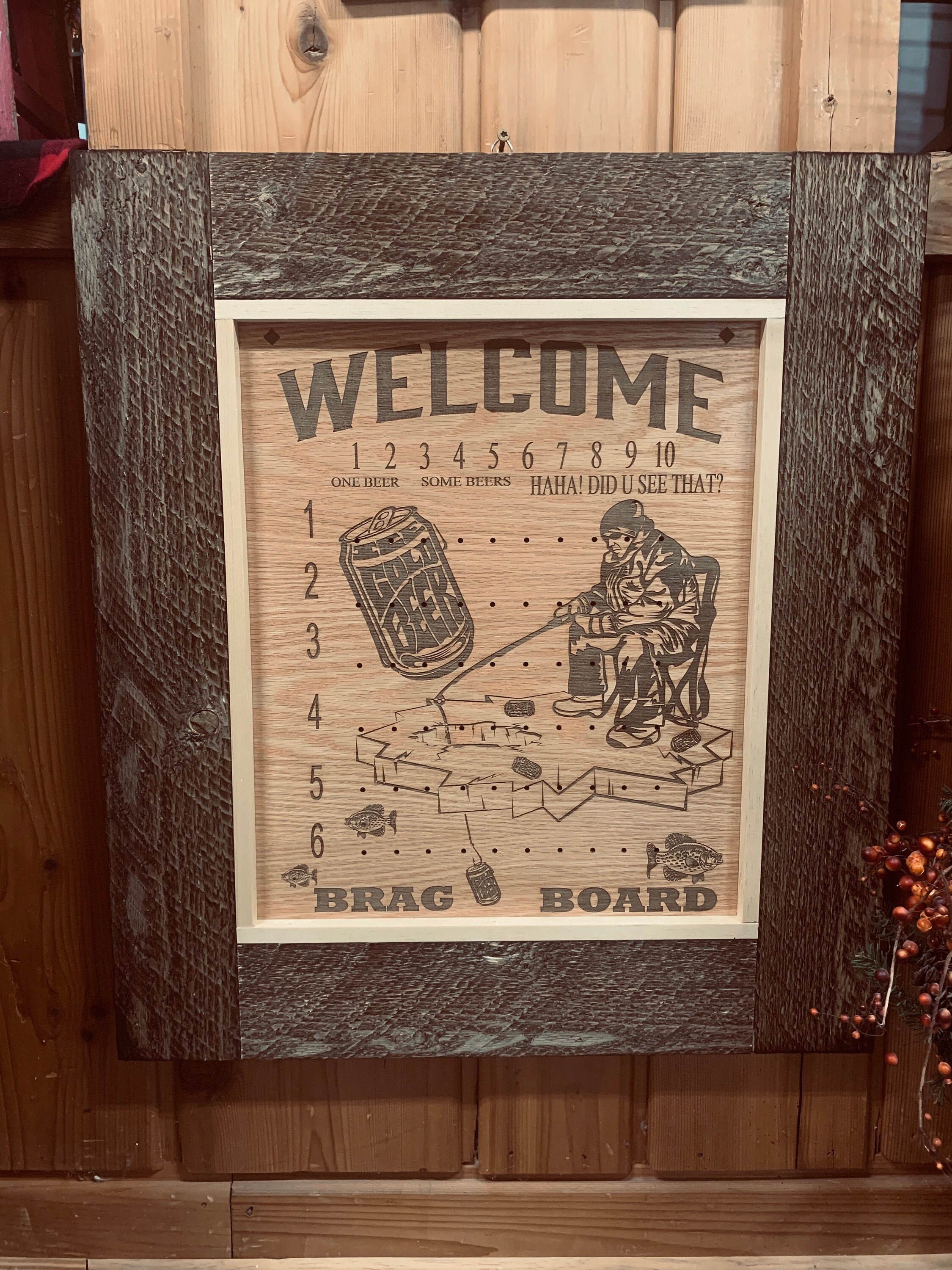 Fishing Brag Board Ice Castle Fish Board Game Ice Shack Brag Etsy