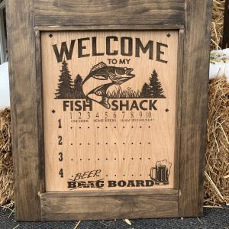 Wood Fishing Brag Boards Engraved Ice House Ice Castle Etsy