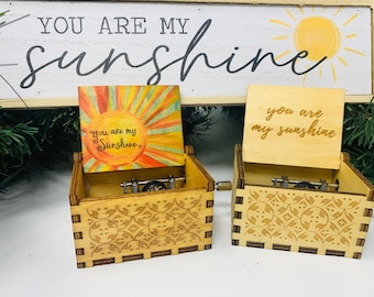 You are My Sunshine Music Boxes with Sunshine Necklace Laser Engraved Wood 