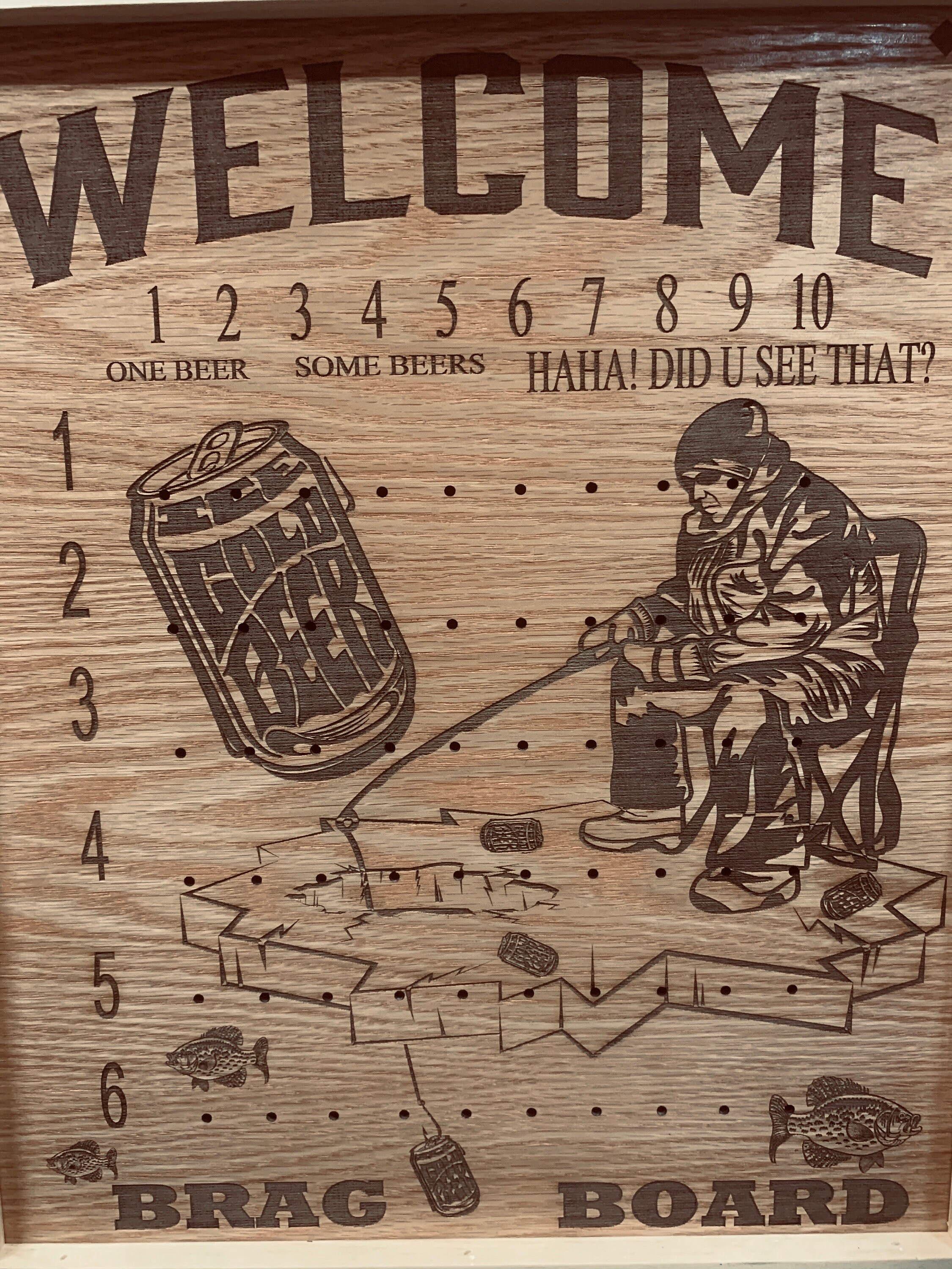 Fishing Brag Board Ice Castle Fish Board Game Ice Shack Brag Etsy