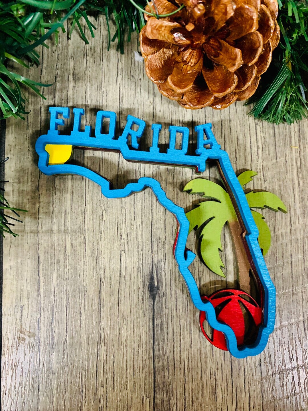 Florida Ornament Wood 3D Layered Florida Christmas Ornament Etsy
