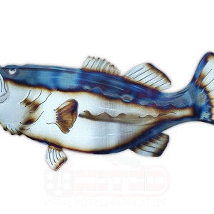 Largemouth Bass Fish Metal Wall Art, Large Fish Metal Sign, Coastal Beach Decor, Oceanfront Home, Lake Cabin, Fishing Man Cave Metal Art