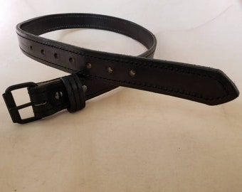 Black  Latigo Stitched Leather Belt, "BLACKOUT", fashion/casual/jeans/gun/work belt, Thick Leather Belt