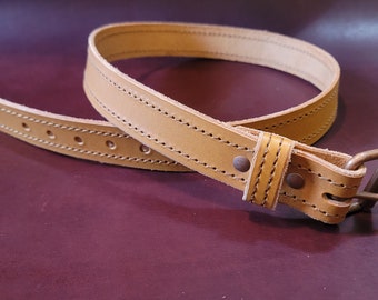 Old World Latigo Stitched Leather Belt, Genuine Latigo Leather.  1 1/2 inches wide.
