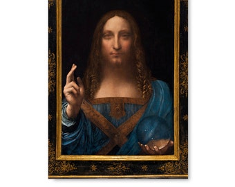 Da Vinci Salvator Mundi World Saviour Jesus Painting Wall Art Canvas Print 18X24