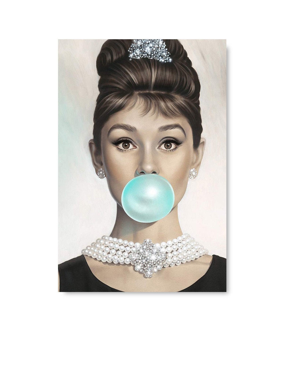 Audrey Hepburn Poster Wall Art Blue Bubble Gum Home Decor | Etsy