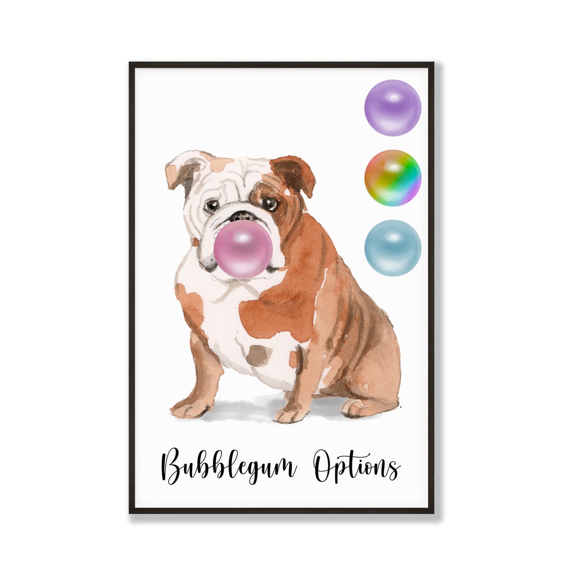 Customized Bulldog Poster Wall Art Family Dog Wall Art Etsy