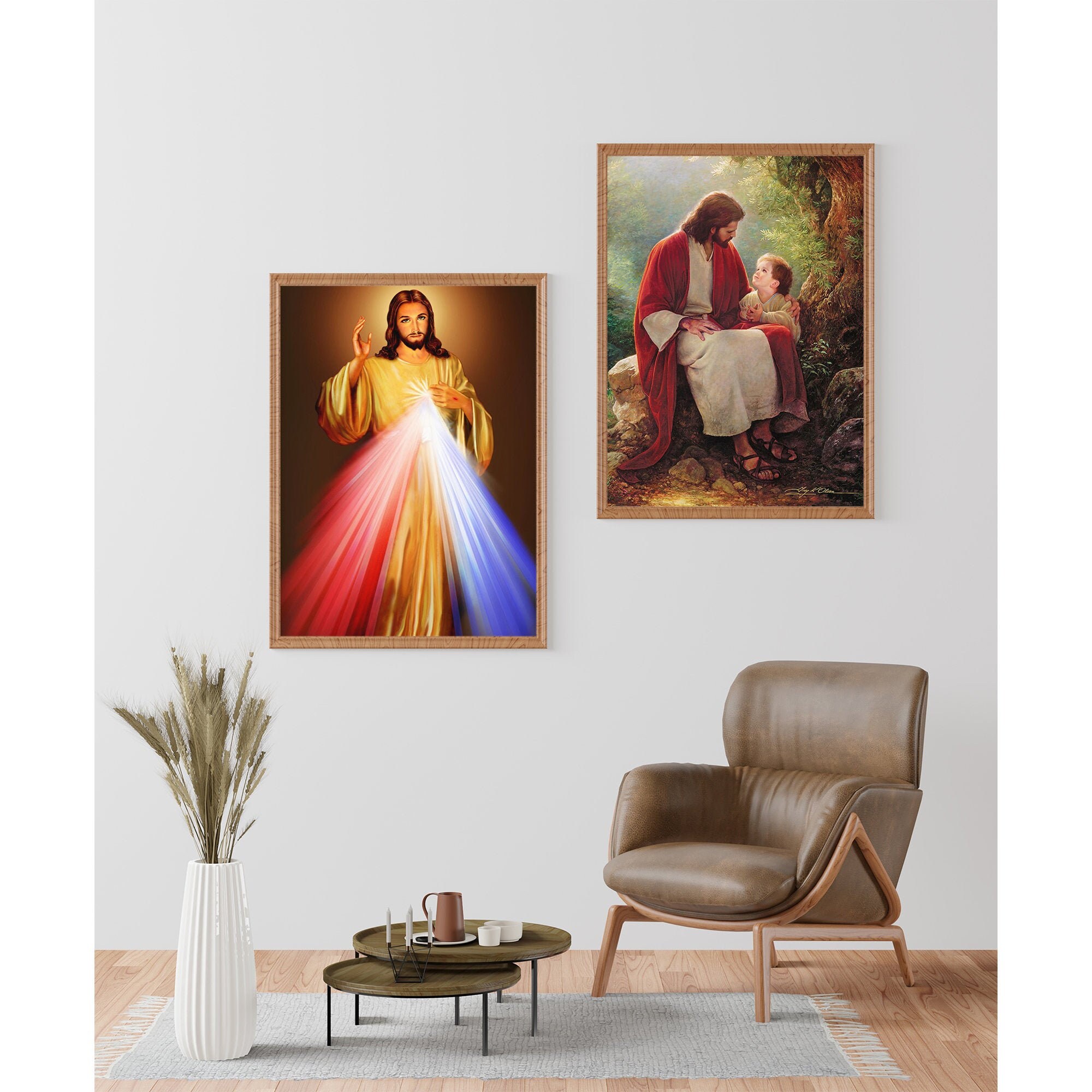 Jesus Poster Set of 2 Biblical Wall Art Inspirational Home Etsy
