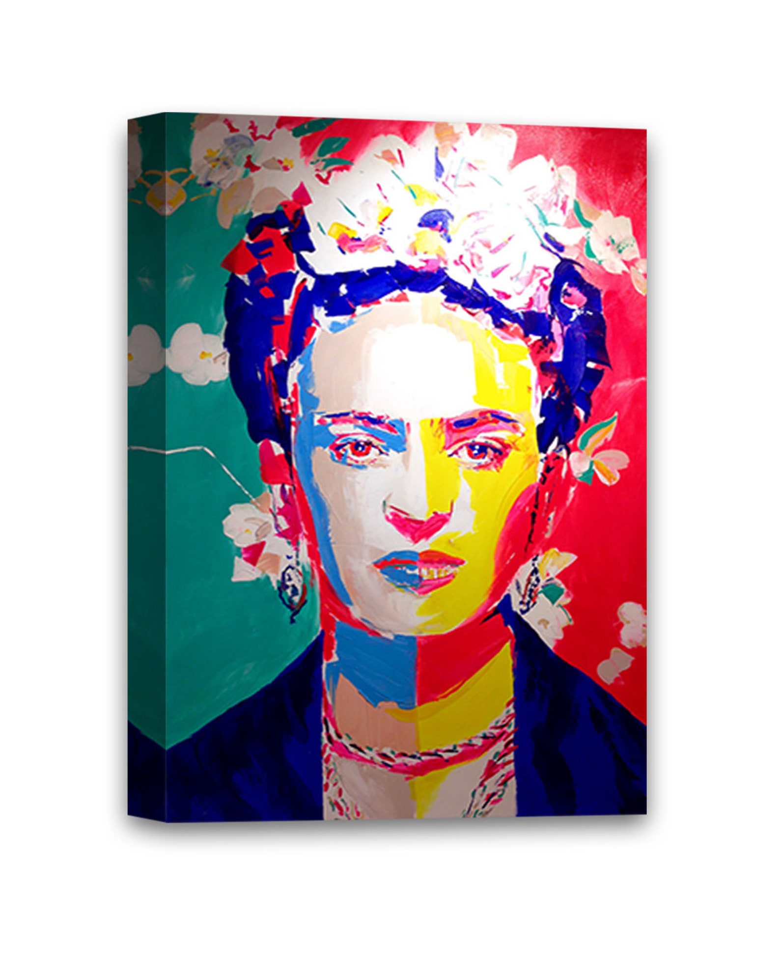 Frida Kahlo Canvas Wall Art Floral Pop Artwork Home Decor | Etsy