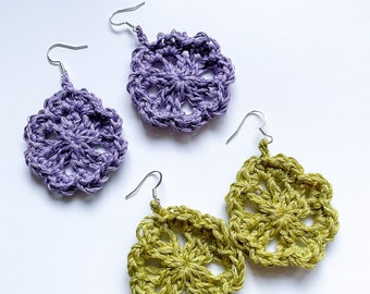 Crochet Earrings // Custom Handmade Dangle Earring // Lace Flower Accessories // Lightweight Statement Jewelry // Silver Plated Earring