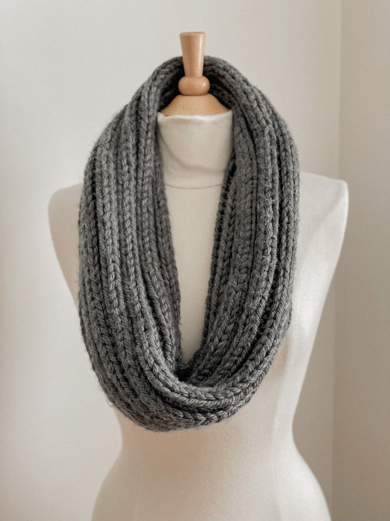 KNIT PATTERN // Harper Knit Infinity Scarf // Easy Knitting Pattern // Instant Download PDF Instruction // Beginner Chunky Quick Projects image 2