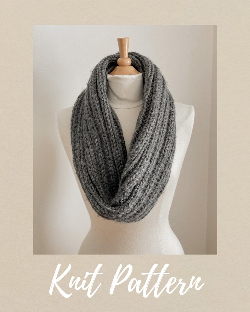 KNIT PATTERN // Harper Knit Infinity Scarf // Easy Knitting Pattern // Instant Download PDF Instruction // Beginner Chunky Quick Projects image 1