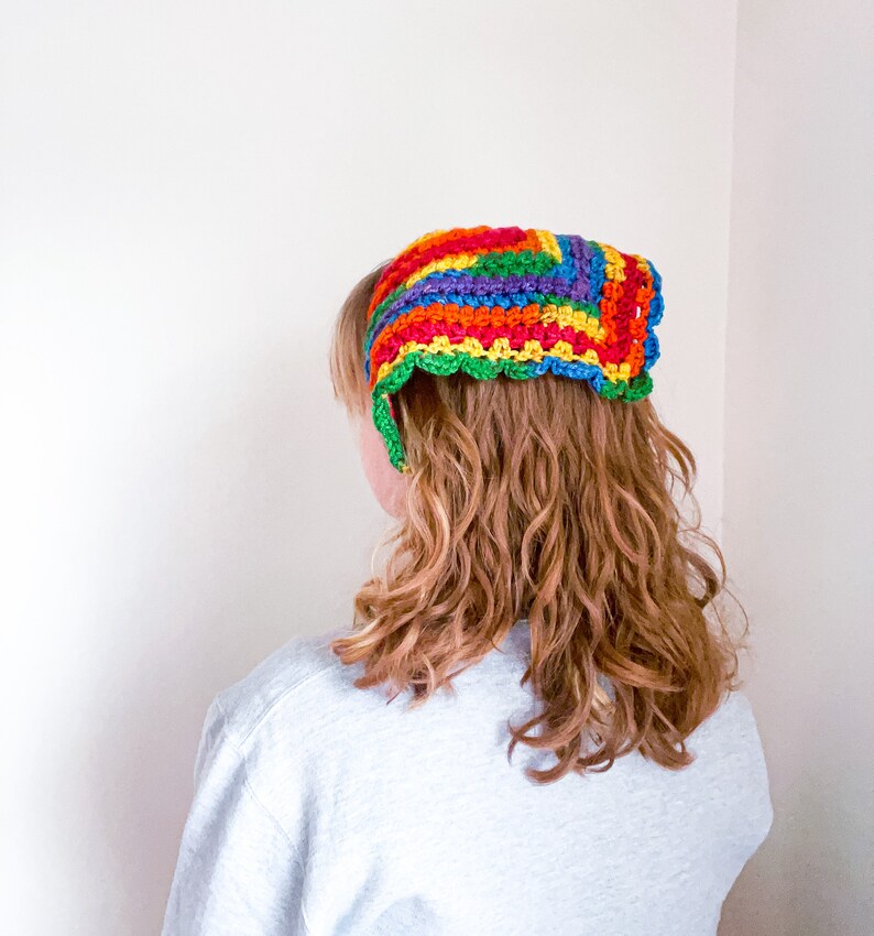 Gay Pride Bandana // Crochet Rainbow Striped Headband // Etsy