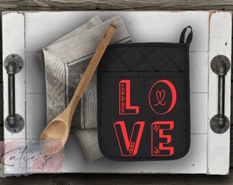 LOVE Pot Holder - Valentine's Day Pot Holder -  Valentine's Day Gift - Valentine's Day Pot Holder Gift