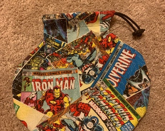 Marvel comic book dice bag