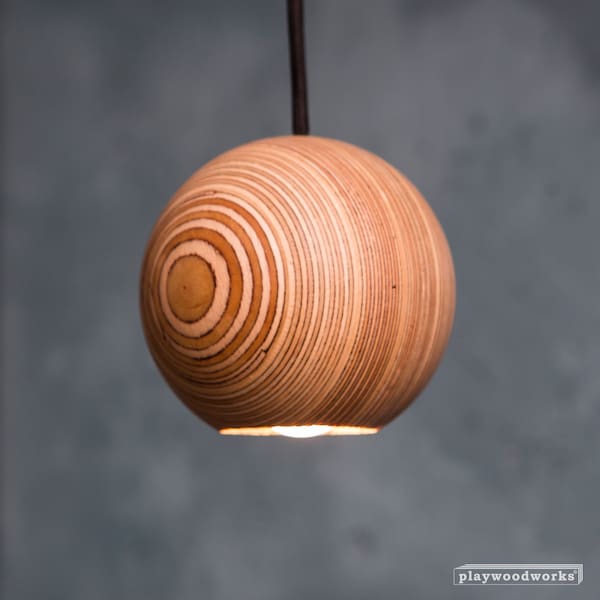 Hängende Holz Deckenlampe Kugelform aus Birkensperrholz, Perfekt um Licht Gänge, Treppen & Kücheninseln, Anhänger Drahtlampe