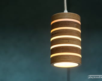 Plywood ceiling lamp - cylinder plywood lamp - patterned plywood lamp - pendant light - point light
