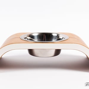 Dog Or Cat Feeder, Handmade, Pet Bowl Stand, Elevated Dog Pet Feeder, Easy to Clean, Patterned Plywood, Oil-Wax Finish 0,9 l