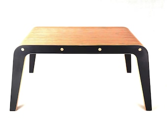Coffee Table 50cm High, Made Of Black Laminated Birch Plywood, Modern Scandinavian Style, Bedside Table, Patterned Plywood Top
