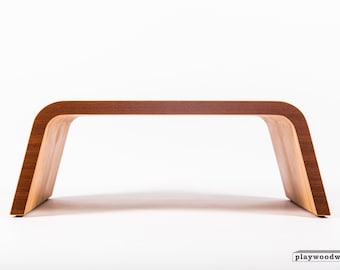 Suporte moderno para laptop, suporte para Macbook, madeira compensada estampada, mesa de café da manhã para notebook, acabamento em mogno