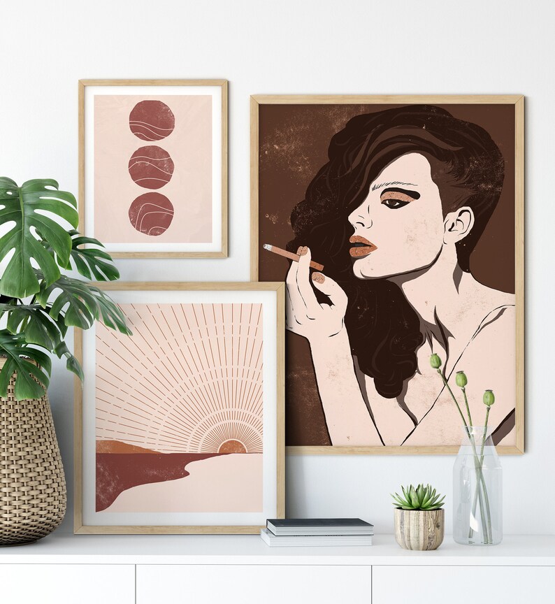 Smoking Woman Face Wall Art Woman Smoking Cigarette Print Etsy