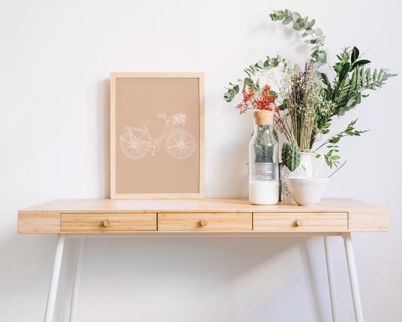 bicycle with flowers wall art