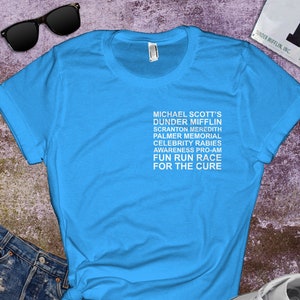 T-shirt Michael Scott Fun Run | Chemise antirabique du bureau | T-shirt The Office pour femme | 2007 | Séries télévisées | Comédie | Faux documentaire
