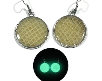 Green Glow in the Dark Genuine Ball Python Skin Shed Earrings