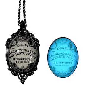 Blaue im Dunkeln leuchtende Ouija Brett Anhänger Halskette