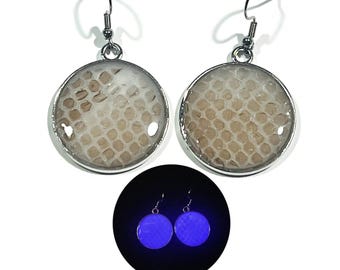 Purple Glow in the Dark Genuine Ball Python Skin Shed Earrings