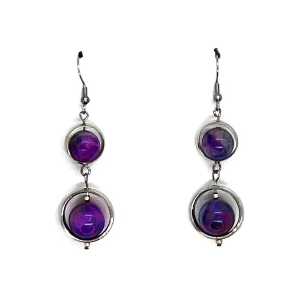 Starry Sky Sugilite Gemstone Dangle Drop Earrings